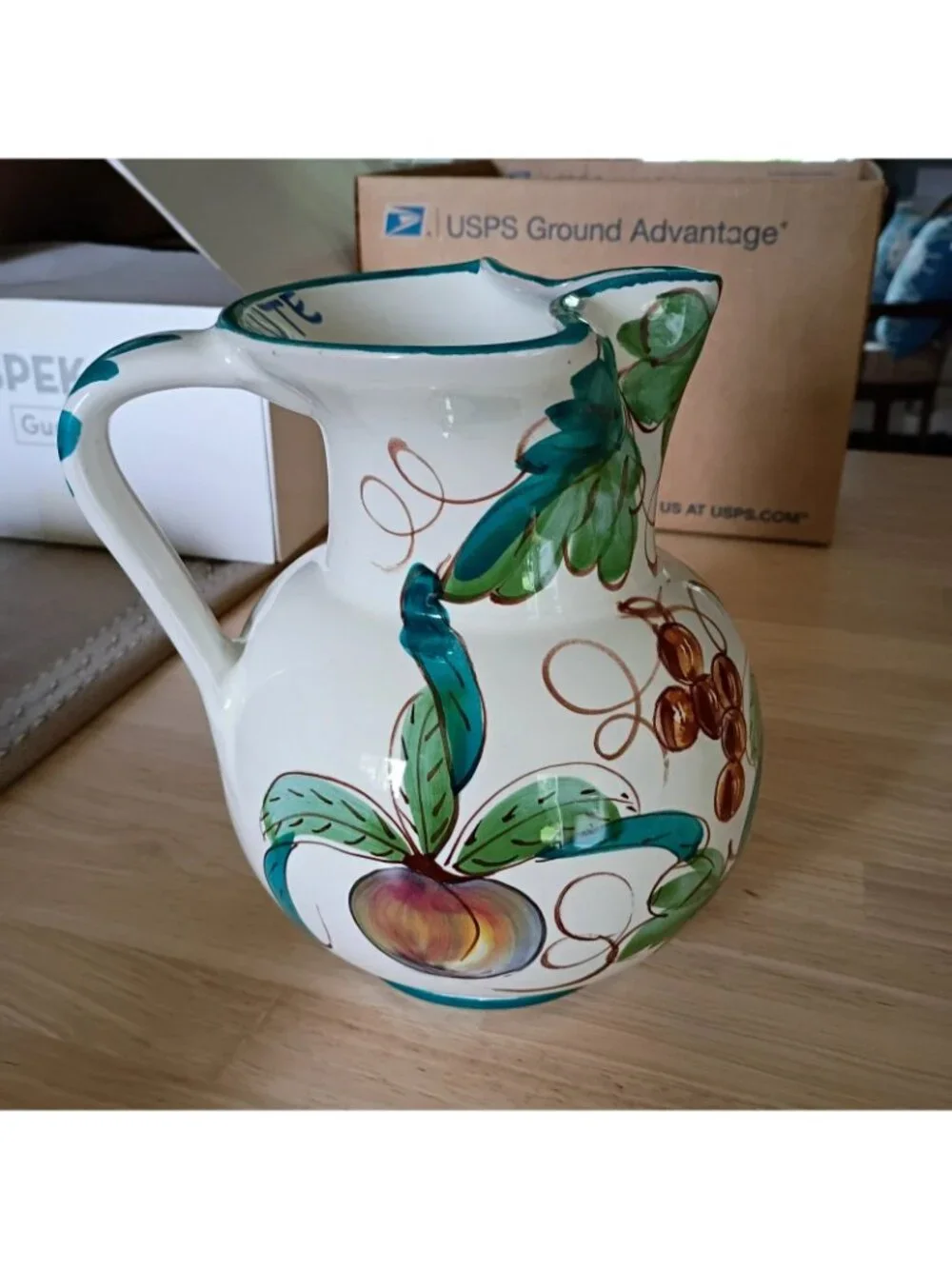 Vintage Italian Ceramic Pitcher Hand Painted Made in Italy